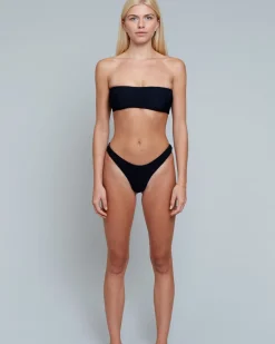 Acacia: Emerson Shirred Bandeau Bikini Top - Black