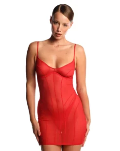 Anoeses: Mae Underwire Mesh Dress - Red