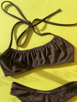 Belle Anna: Calla Halter Bikini Top - Carob