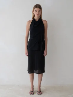 Belle Anna: Lea Silk Skirt - Black