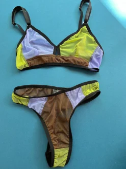 Bully Boy: Brick Keyhole Wireless Bra - Pea/Purple/Cocoa