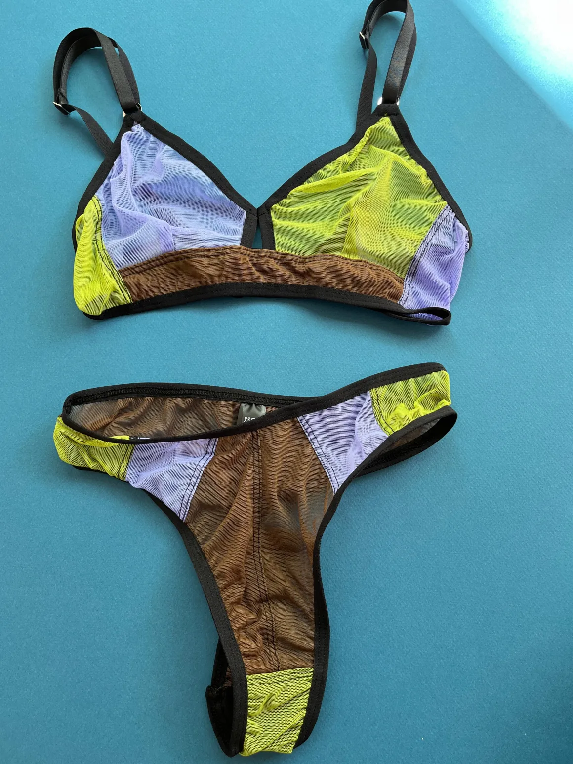 Bully Boy: Brick Keyhole Wireless Bra - Pea/Purple/Cocoa