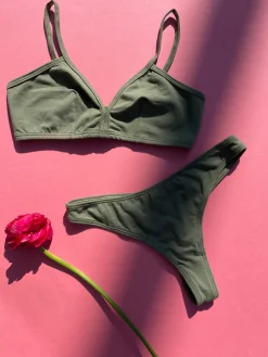 Calomel: Miski Dip Front Bralette - Army