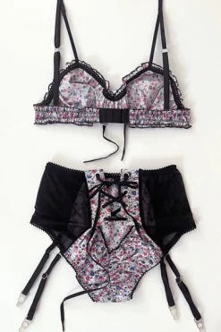 Clare Bare: Cardamine Brief with Garters - Ditsy Floral