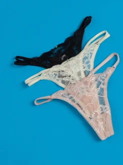 Clo: Fortuna Lace Adjustable String Thong - Black