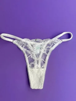 Clo: Fortuna Lace Adjustable String Thong - White