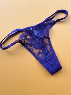 Clo: Fortuna Lace Adjustable String Thong - Plum Purple