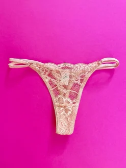 Clo: Fortuna Lace Adjustable String Thong - Maple Sugar