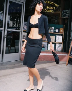 Cou Cou Intimates: The Midi Slip Skirt - Black