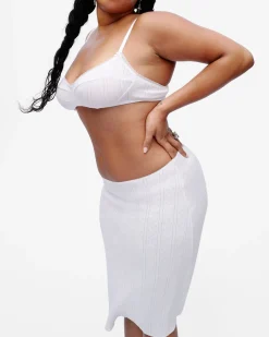 Cou Cou Intimates: The Midi Slip Skirt - White