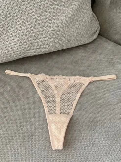 Duet By Timpa: Adjustable Mini String Lace Thong - Beige