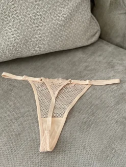 Duet By Timpa: Adjustable Mini String Lace Thong - Beige