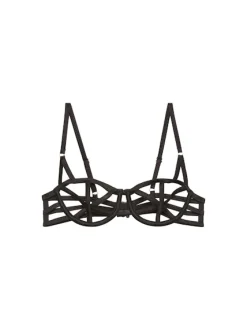 Fleur du Mal: Caged Silk Bra - Black