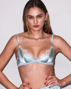 Fleur du Mal: Juliet Lace Demi Underwire Bra - Frosted Mint