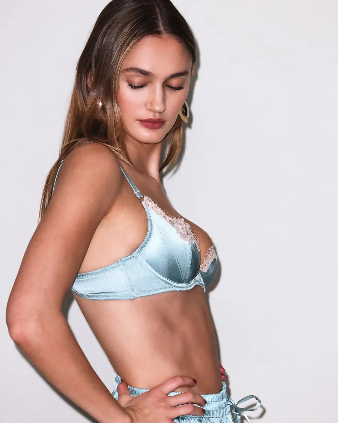 Fleur du Mal: Juliet Lace Demi Underwire Bra - Frosted Mint