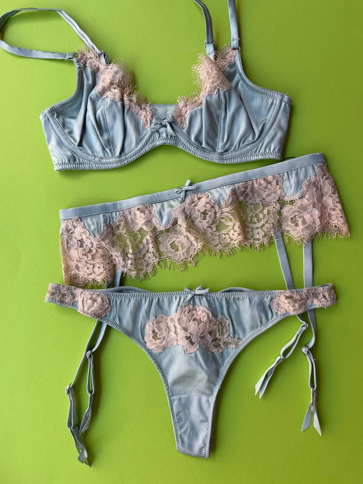 Fleur du Mal: Juliet Lace Demi Underwire Bra - Frosted Mint