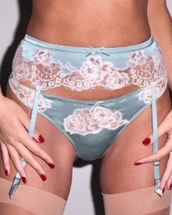 Fleur du Mal: Juliet Lace Garter Belt - Frosted Mint