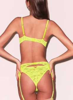 Fleur du Mal: Le Stretch Lace Cheeky - Neon Yellow