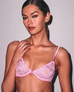 Fleur du Mal: Le Stretch Lace Demi Bra - Bisou