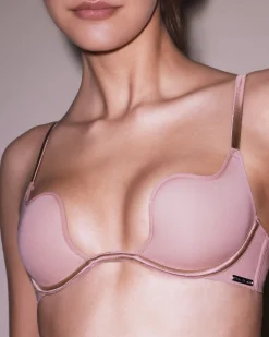 Fleur du Mal: Le Stretch Micro Seduce U Plunge Bra - Tan