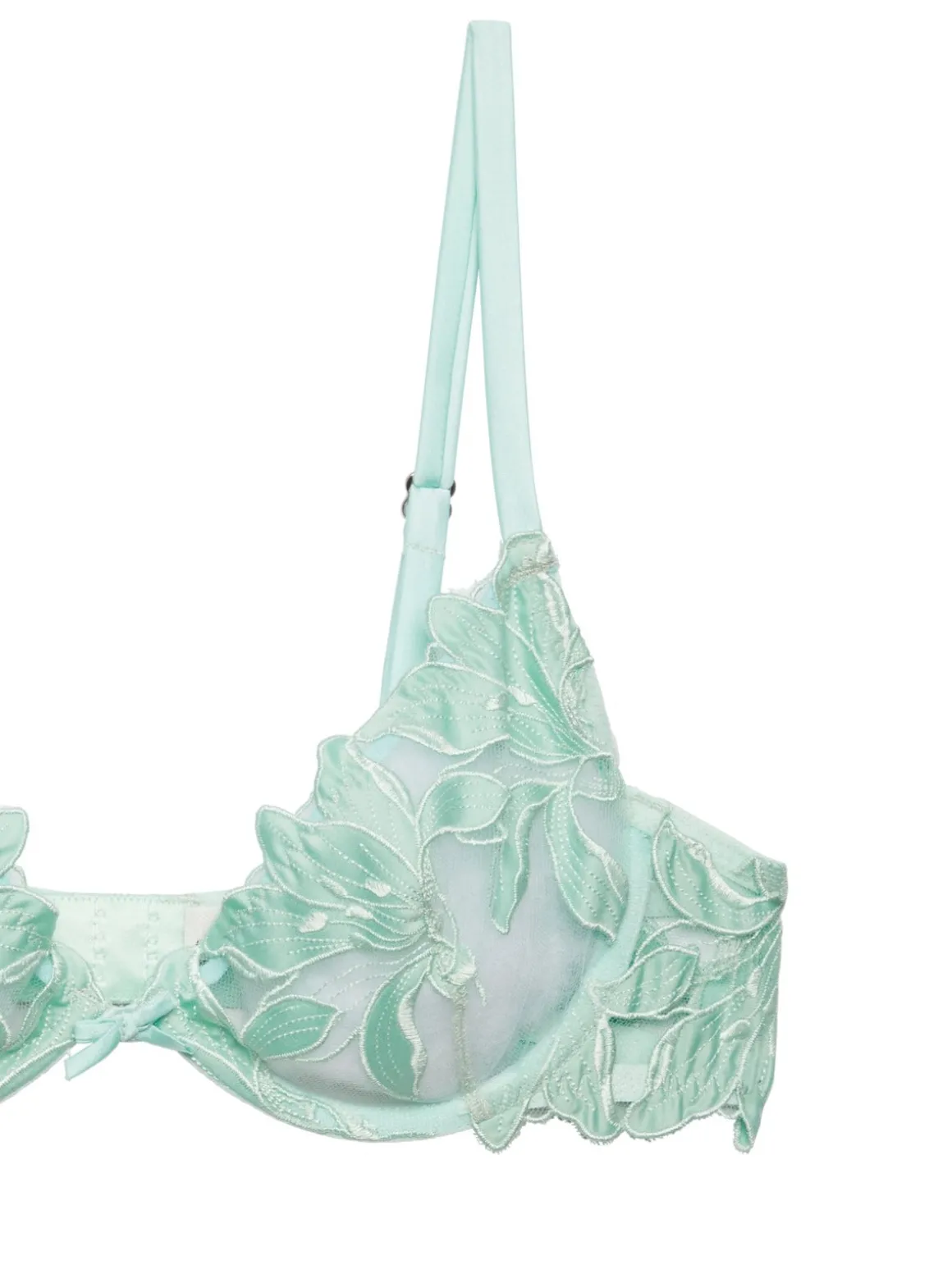 Fleur du Mal: Lily Embroidery Lace Underwire Demi Bra - Spearmint
