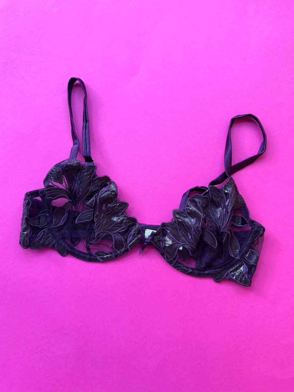 Fleur du Mal: Lily Lace Demi Bra - Aubergine