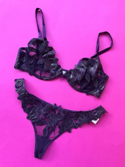 Fleur du Mal: Lily Lace Demi Bra - Aubergine