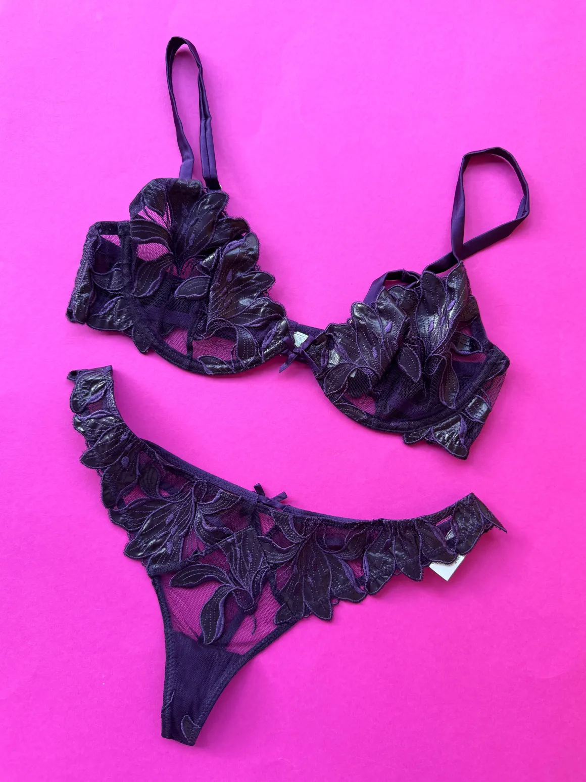 Fleur du Mal: Lily Lace Demi Bra - Aubergine