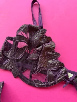 Fleur du Mal: Lily Lace Demi Bra - Aubergine