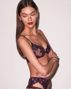Fleur du Mal: Lily Lace Demi Bra - Aubergine