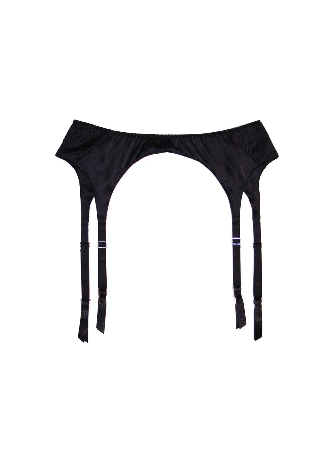 Fleur du Mal: Satin Top Stitch Garter Belt - Black