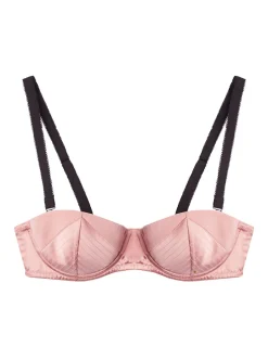 Fleur du Mal: Satin Top Stitch Convertible Bra - Rose