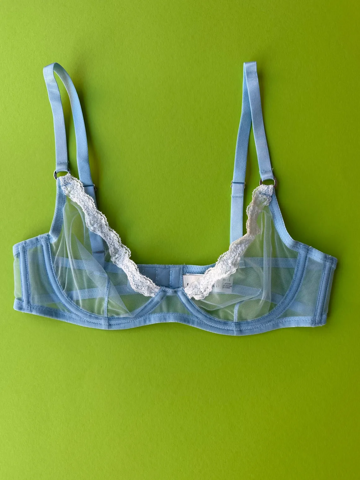 Fleur du Mal: Sheer Tulle Demi Bra - Light Sky