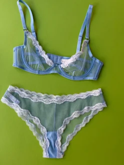 Fleur du Mal: Sheer Tulle Bikini - Light Sky