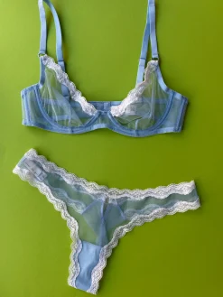 Fleur du Mal: Sheer Tulle Thong - Light Sky
