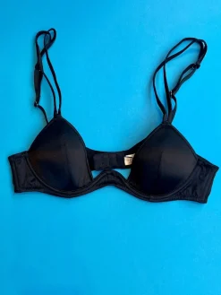 Fleur du Mal: Silk Satin Luxe Plunge Bra - Black