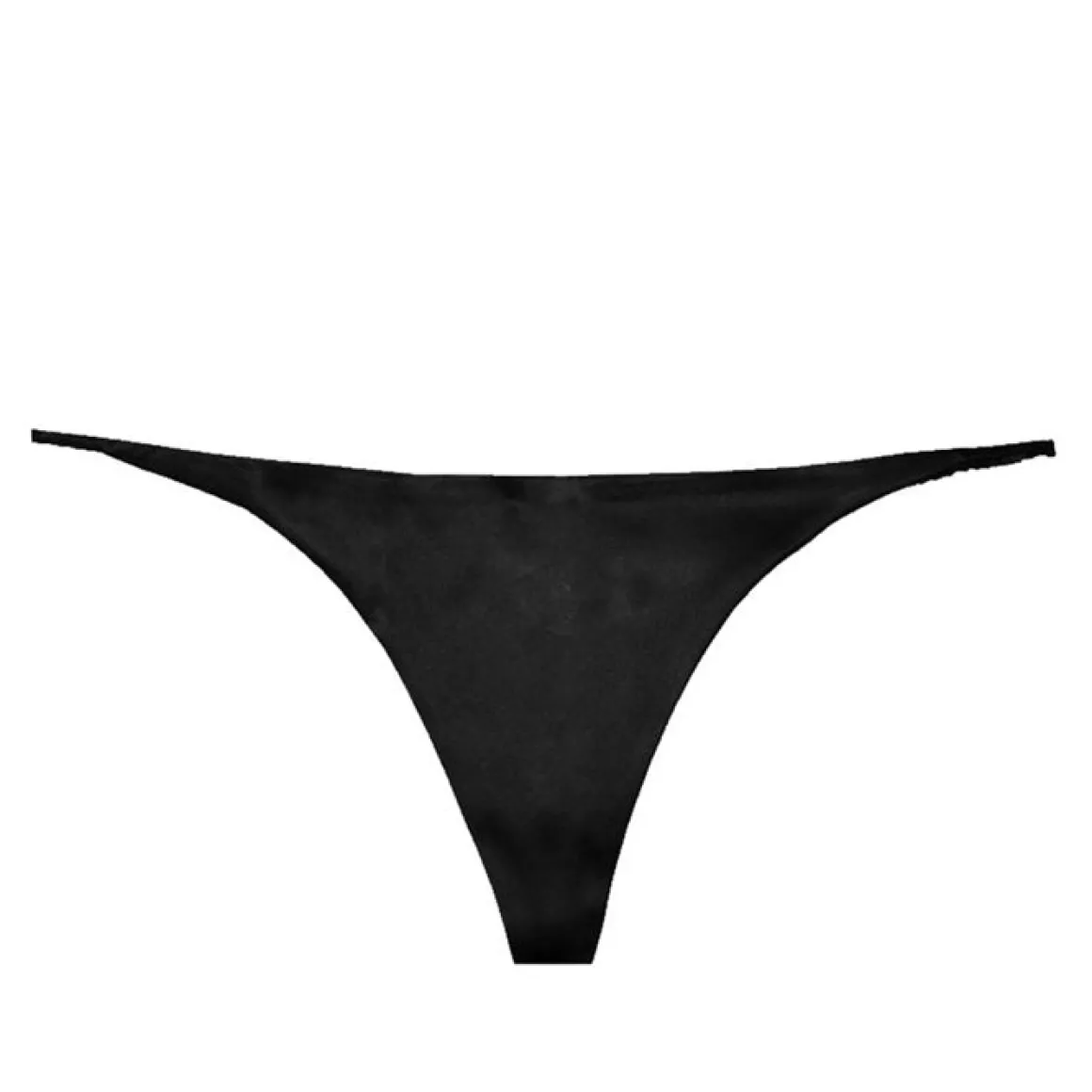 Fleur du Mal: Silk Satin Luxe V String Thong - Black