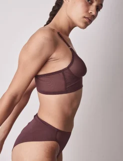 Fortnight: Meshie High-Waisted Brief - Burgundy