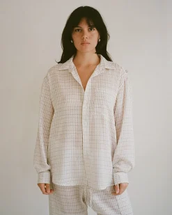 Gil Rodriguez: Big Button Up Top - White/Tan