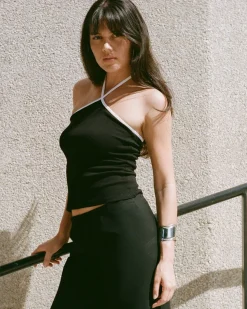 Gil Rodriguez: Julia Contrast Halter Top - Black