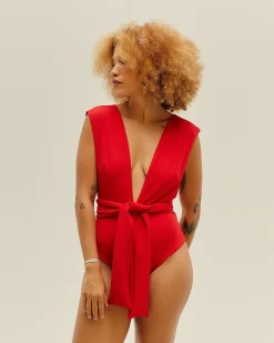 Haight: Crepe V One Piece - Red