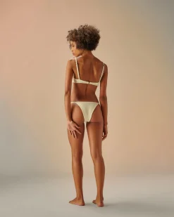 Haight: Lari Ribbed String Bikini Bottom - White Clay