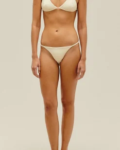 Haight: Lari Ribbed String Bikini Bottom - White Clay