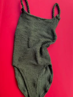 Hunza G: Camille One Piece with Braided Straps - Metallic Khaki