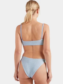 Hunza G: Cassie Beaded Bandeau Bikini Set - Metallic Ice Blue
