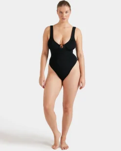 Hunza G: Celine Tortoise Shell One Piece - Black