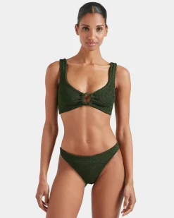 Hunza G: Julia Ring Bikini Set - Metallic Khaki