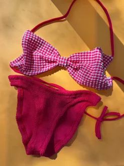 Hunza G: Kacey Halter Bandeau Bikini Set - Red Gingham