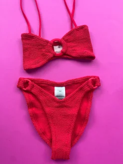 Hunza G: Misty Fabric Covered Hoops Bikini Set - Red