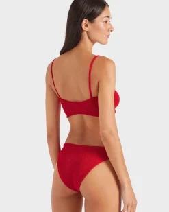 Hunza G: Misty Fabric Covered Hoops Bikini Set - Red